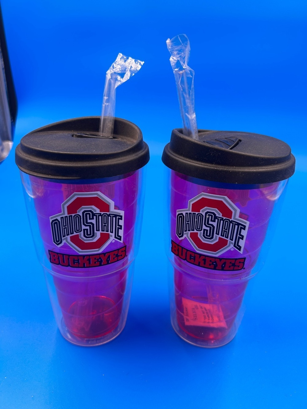 Ohio State Buckeyes RED Travel Tumbler with Lid and Straw - Set of 2